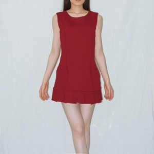 Super cute burgundy sleeveless babydoll mini dress